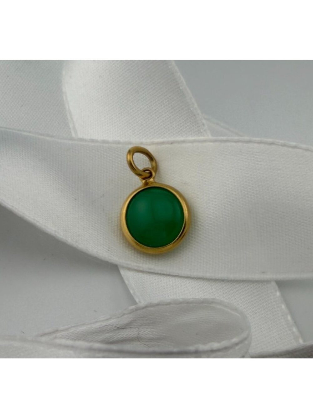 Tiffany & Co. Paloma Picasso Green Chrysoprase 18k Dot Charm Pendant Yellow Gold